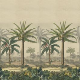 Palm trail scene 2 sepia - Brown & Beige Wallpaper