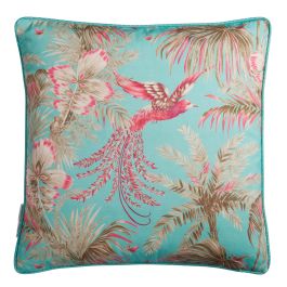 Samana Bird Of Paradise Cushion - Aqua & Blue Wallpaper