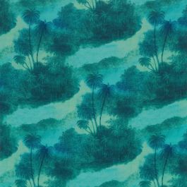 Cocos Fabric - Aqua & Blue Wallpaper
