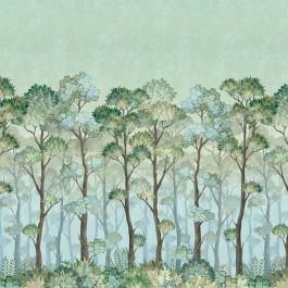 Hinoki Forest Mural - Green Wallpaper