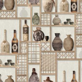 Sake - Natural, Ivory & White Wallpaper