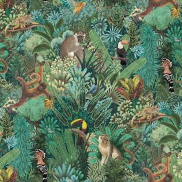 Tropical Jungle - Green Wallpaper