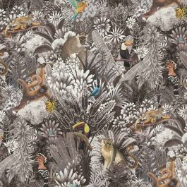 Tropical Jungle - Grey Wallpaper