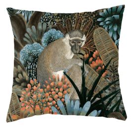 Tropical Jungle Cushion - Brown & Beige Wallpaper