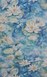Water Lily - Aqua & Blue Wallpaper