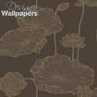 Water Lily - Brown & Beige Wallpaper