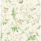 Hummingbirds Silk Fabric  - Multi colour