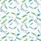 Dragonfly Dance Fabric - Aqua & Blue Wallpaper