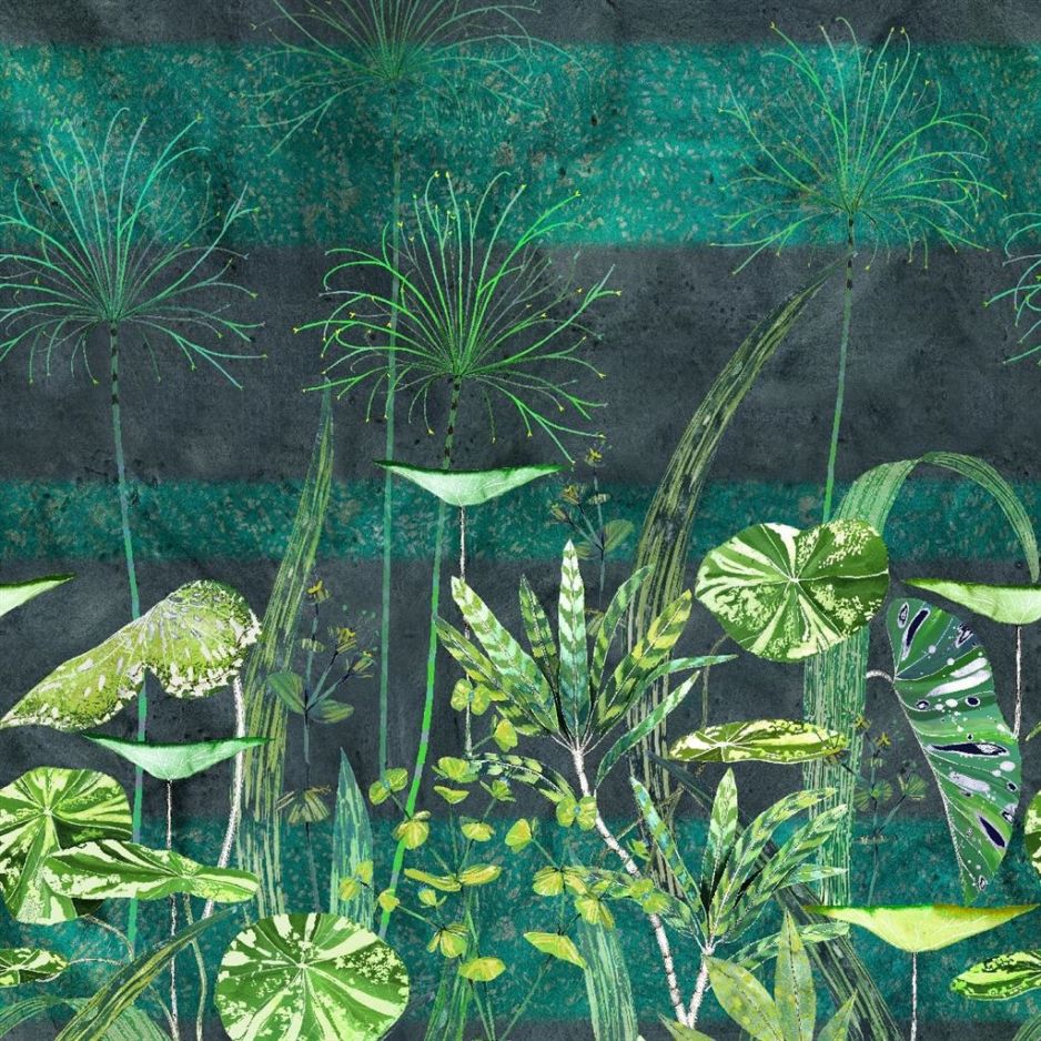 Arjuna leaf viridian - Green Wallpaper