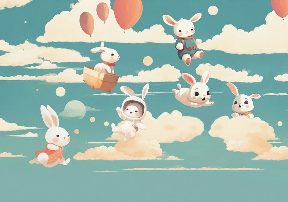 BUNNY SKY ADVENTURE MURAL